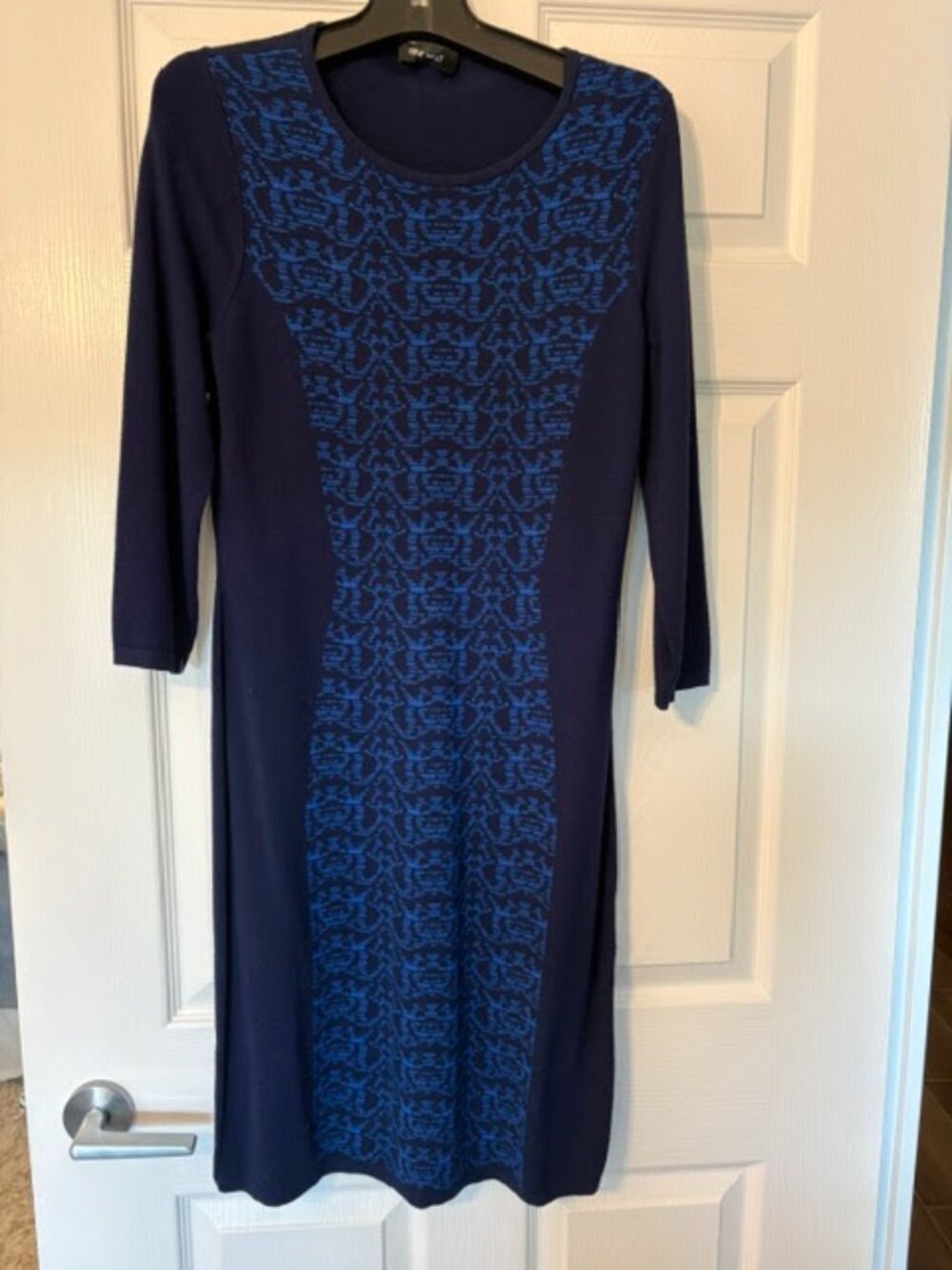 Nine West, size M navy blue and cobalt blue knit dress